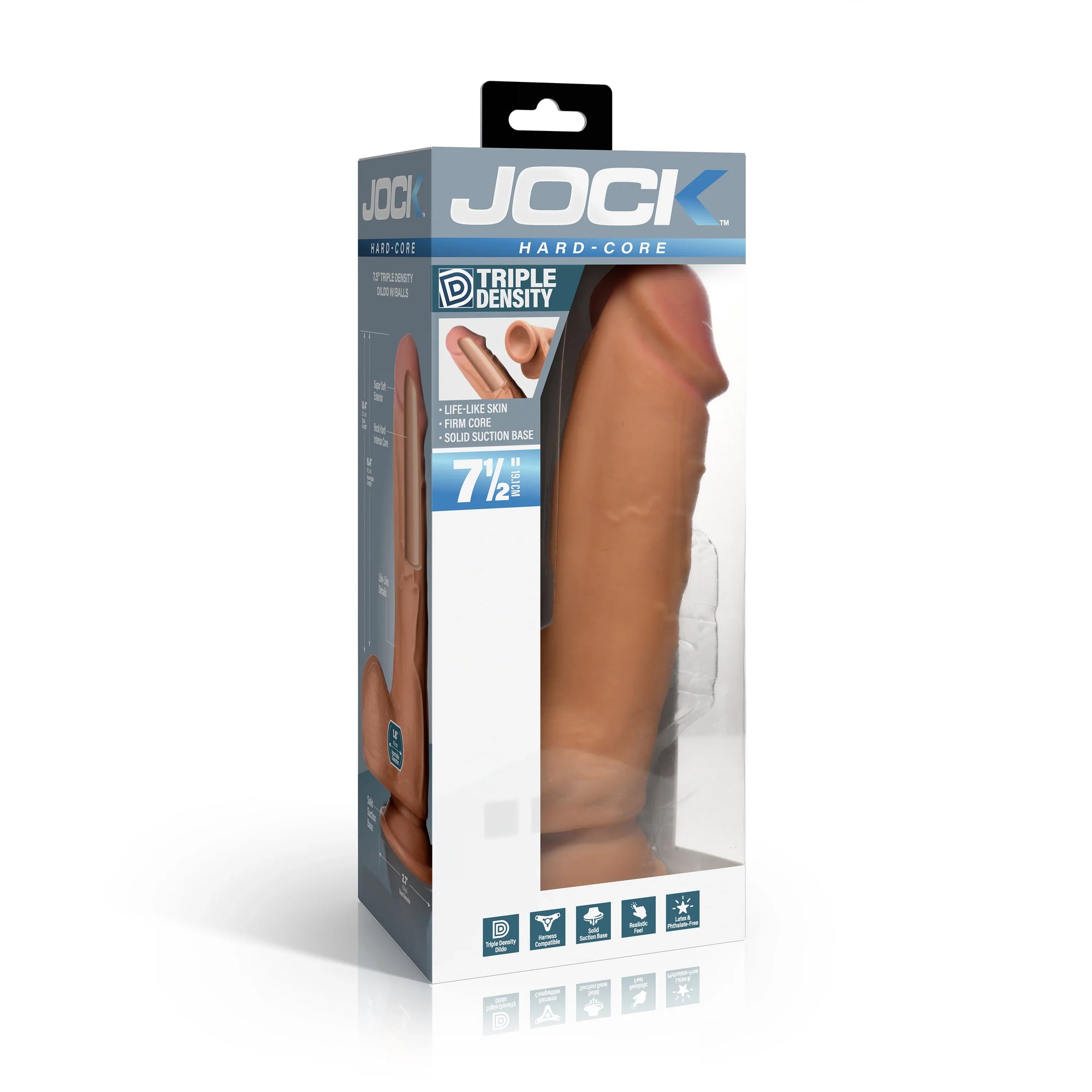 Hard-Core 7.5" Triple Density Dildo w/ Balls - Medium