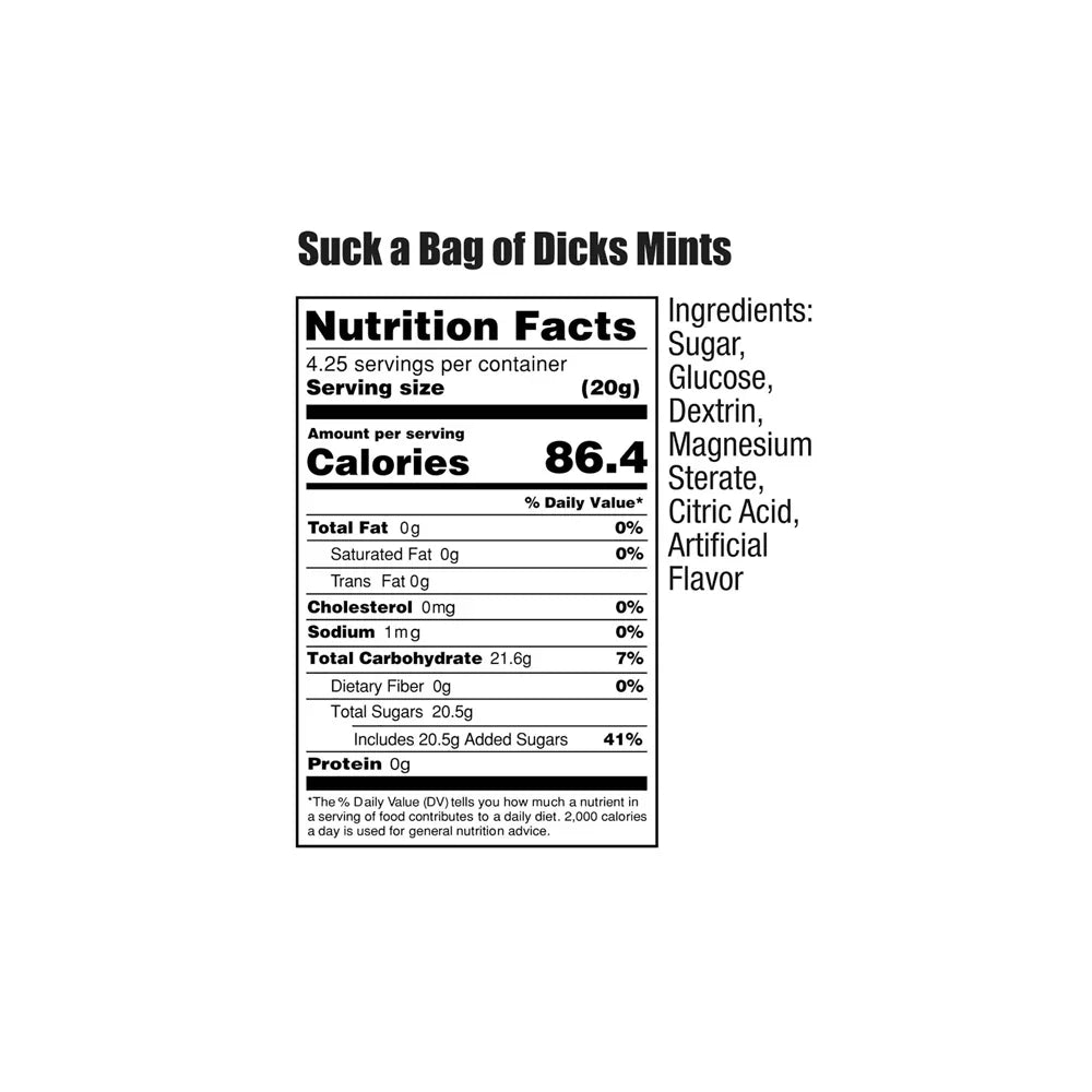 Suck a Bag of Minty Dicks Candy 3oz bag