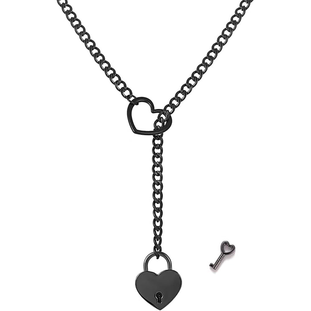 Heart & Lock O-Ring Slip Choke Chain by Pink Elephant