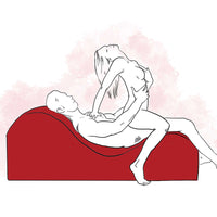 male and female couple using lounger in reverse cowgirl position