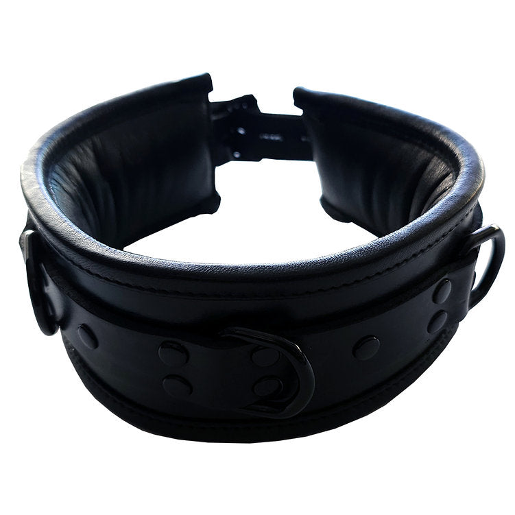 Leather Padded Collar - Black with Black
