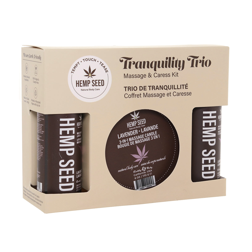 Earthly Body Hemp Seed Tranquility Massage Trio Gift Set Lavender