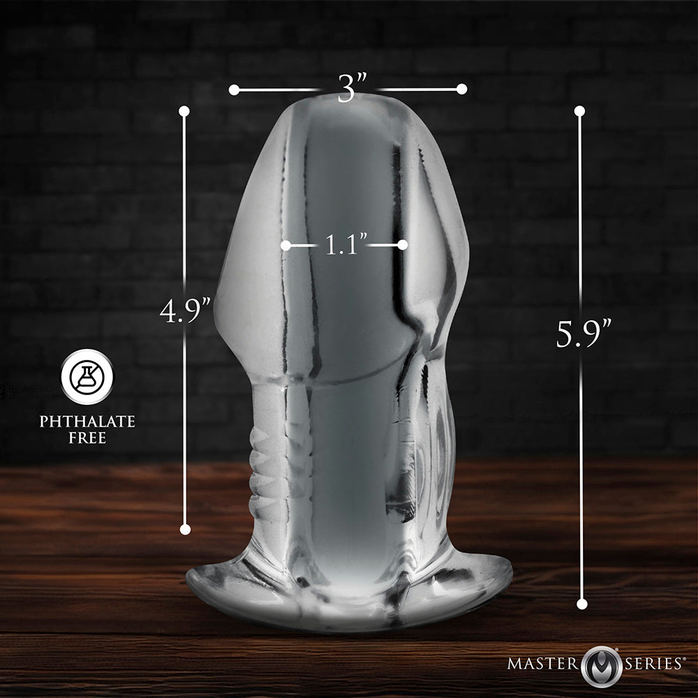 Dicked Clear Hollow Anal Plug - X-Large