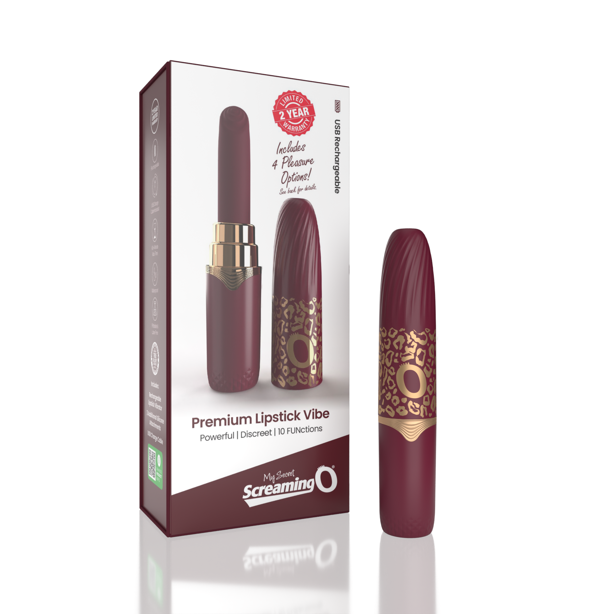 My Secret Premium Rechargeable Vibrating Lipstick by Screaming O