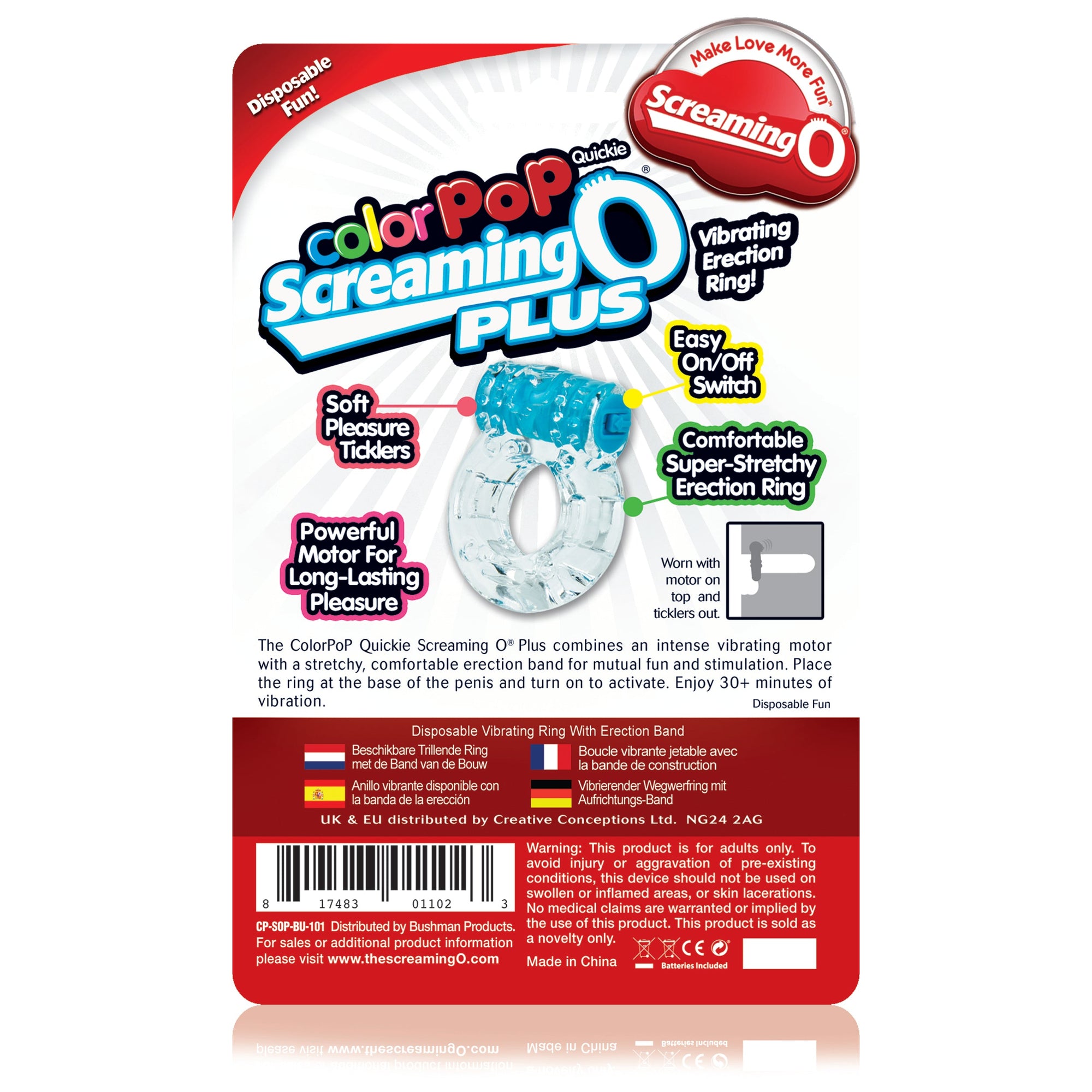 ColorPoP Quickie Screaming O Plus Cock Ring by Screaming O