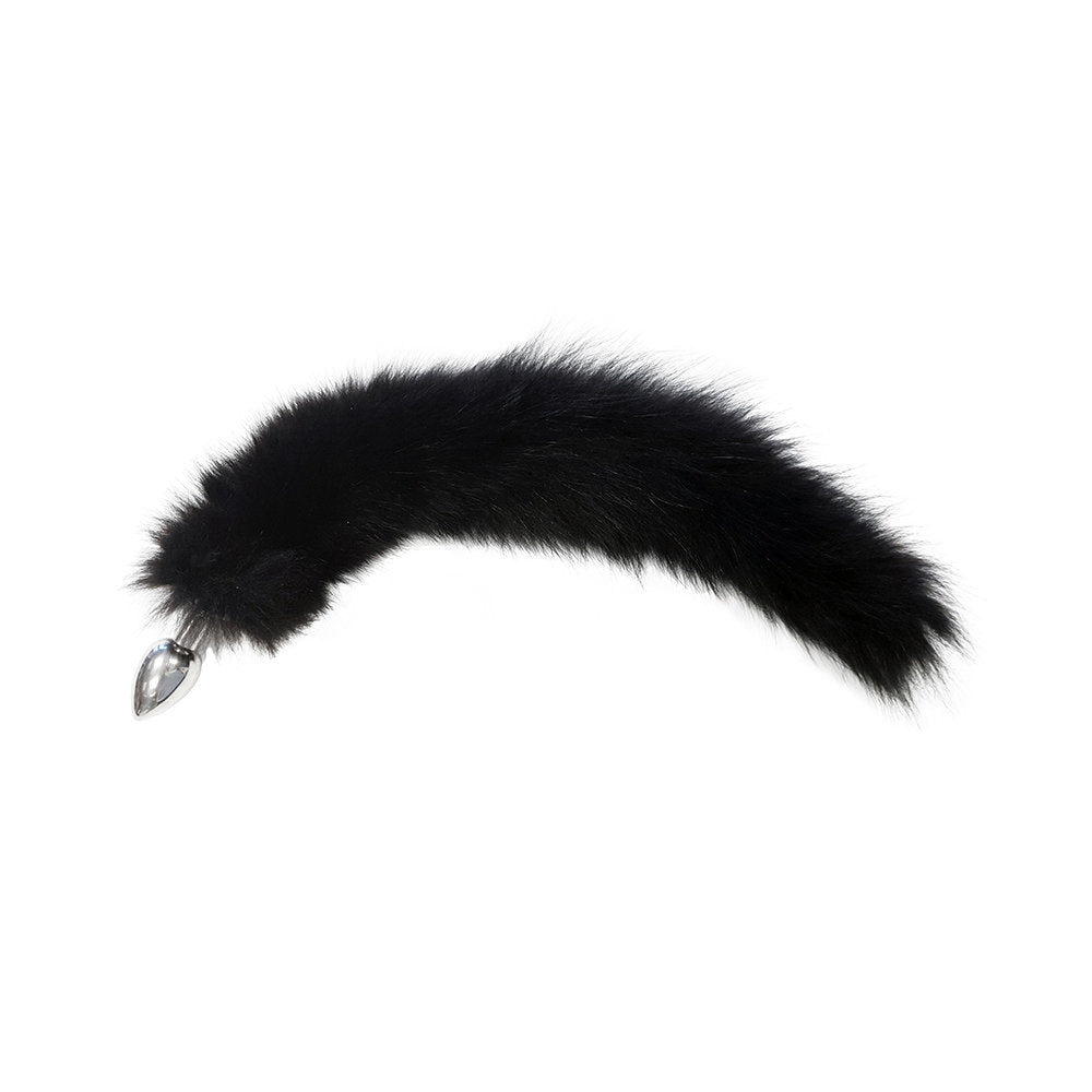 Removable Medium Stainless Steel  Butt Plug Tail With Real Fur