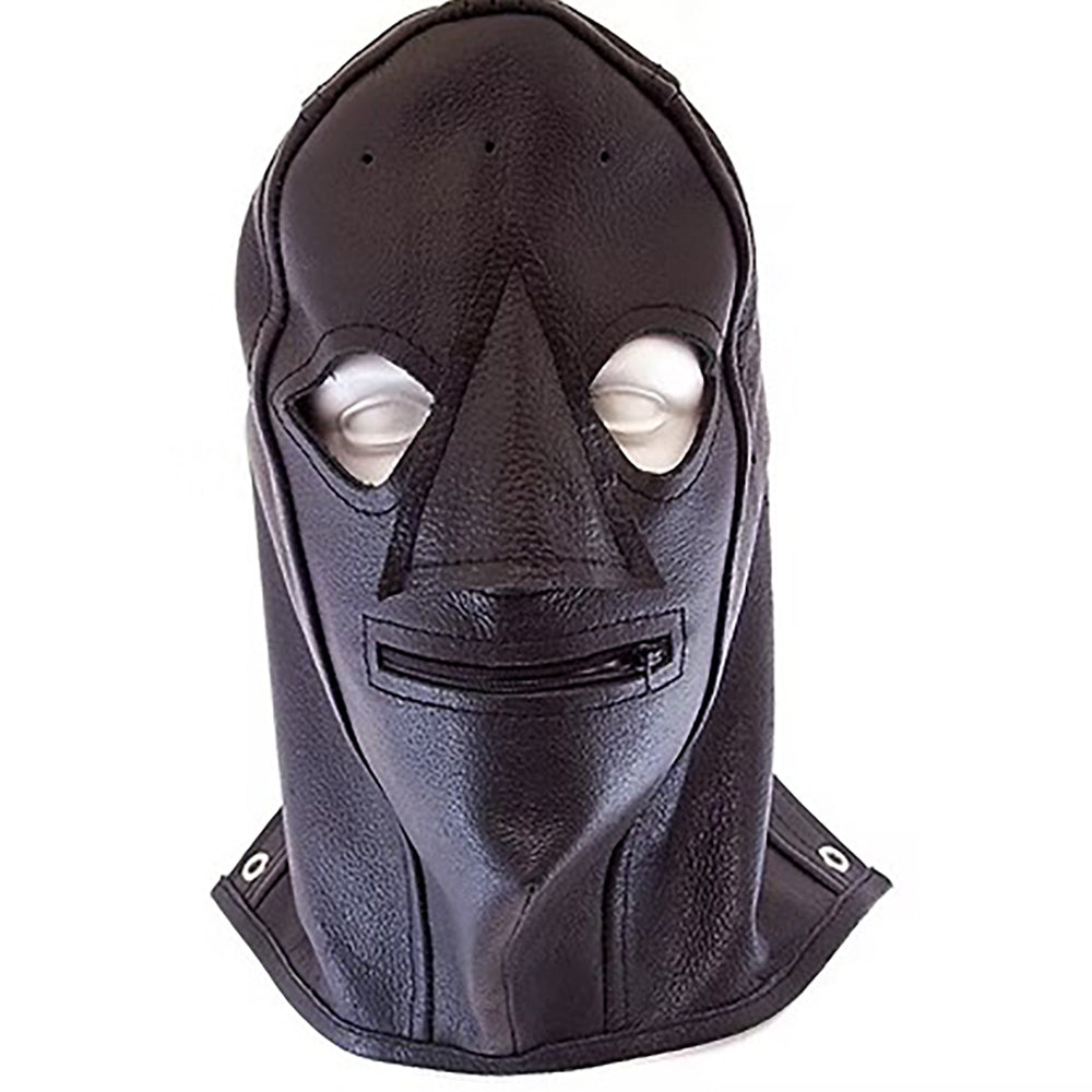 Leather Zip Mask - Black