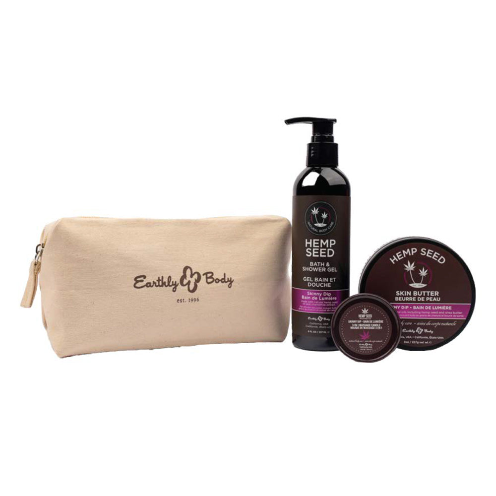 Earthly Body Hemp Seed Holiday Bag Gift Set Skinny Dip