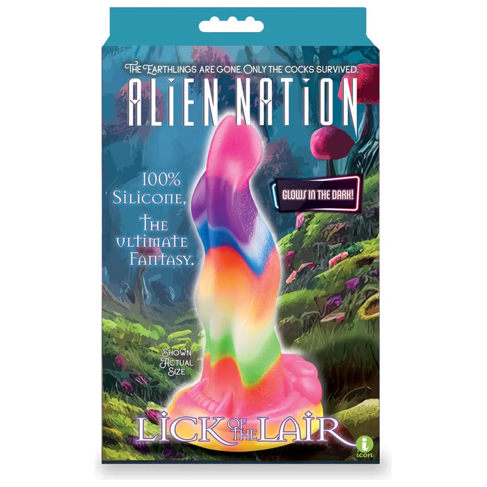 rainbow colored dildo with bumps and grooves