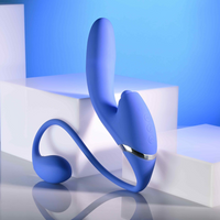 Blue all in one vibrator with vibrating tail plug.
