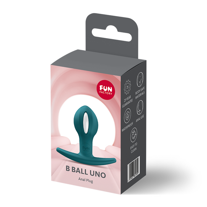 Teal B ball uno anal plug inside packaging
