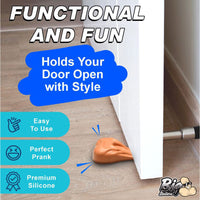 Beige big balls door stop instructional photo.