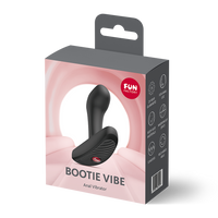 Black bootie vibe anal vibrator inside packaging.