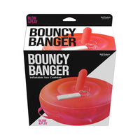 Red bouncy banger inflatable vibrating dildo sex cushion with remote in packaging