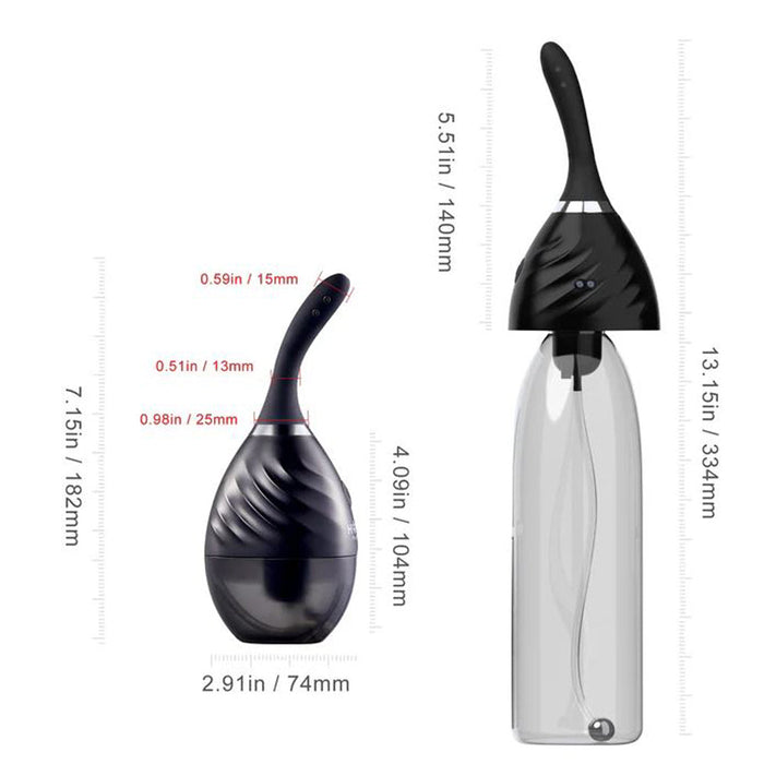 Black anal douche kit measurement photo