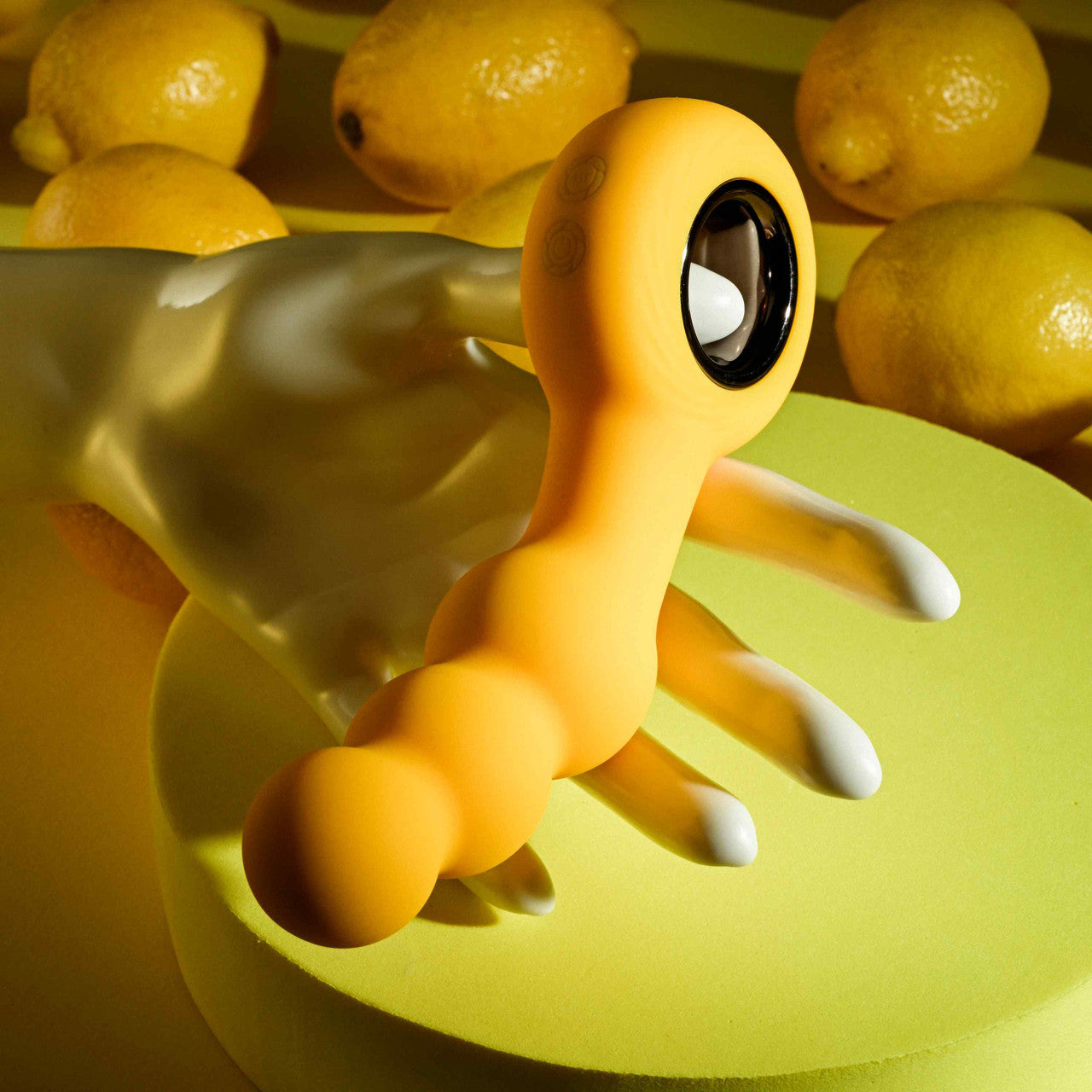 Yellow bumble anal plug flexible silicone example photo.