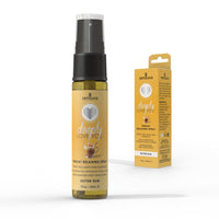 Butter rum throat spray deeply love you featuring 29ml spray bottle beside packaging.