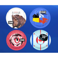 assorted canadian classics condoms by one, featuring bears, hockey puck and canada map