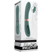 Green chick flick vibrator dual ended inside packaging.