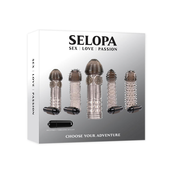 Black choose your adventure sleeves inside packaging.