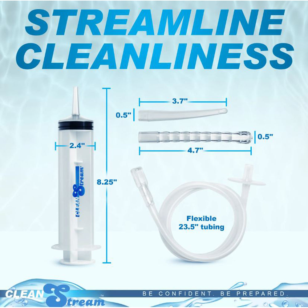 Enema syringe measurement photo with attachments.