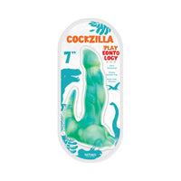Green Cockzilla playeontology 7'' dinosaur suction cup dildo in packaging