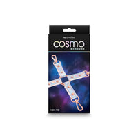Pink cosmo holographic hog tie restraints inside packaging.