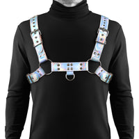 Silver rogue dare harness front example photo with adjustable straps.