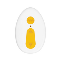Wearable vibrator yellow and white remote example photo.