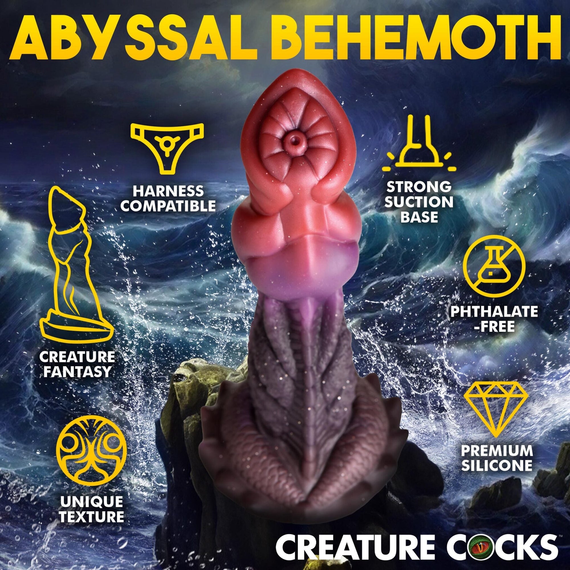 Multicolored deep dive silicone dildo features example photo.