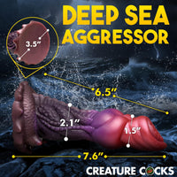 Deep diver silicone dildo measurement photo with suction cup base.