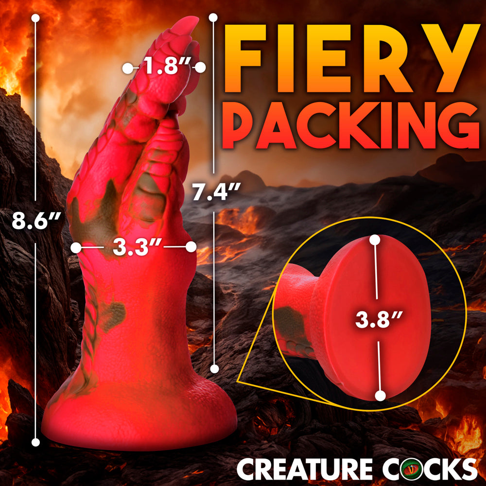Demon claw fisting dildo measurement photo with suction cup base example photo.