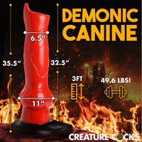 Red hell hound 3ft dildo measurement photo.