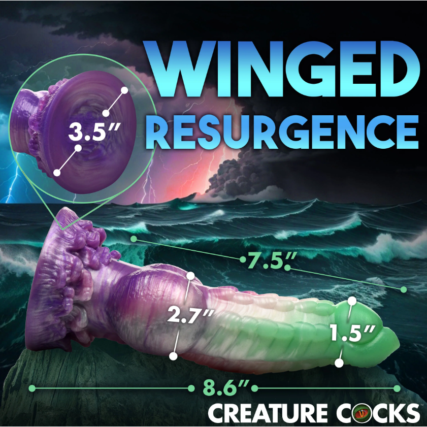 Multi colored dildo with suction cup base measurement photo.