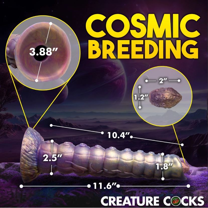 Deep invader dildo with eggs measurement photo with suction cup base photo.