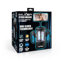 Black cyber milker automatic masturbator inside packaging.