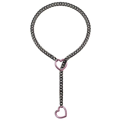 collar chain with heart-shaped ends on a white background