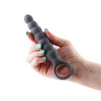 Grey desire lucent vibrating anal plug with finger ring example photo.