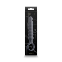 Grey desire lucent vibrating anal plug inside packaging.