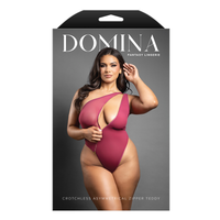 Pink queen size teddy crotchless inside packaging.