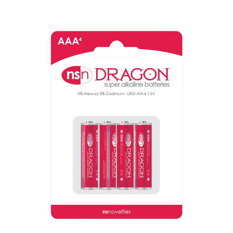Silver & red AAA batteries 4pk inside packaging.