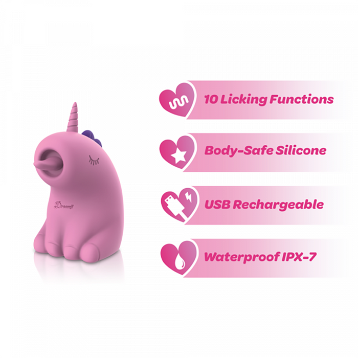 Pink unicorn vibrator information page example photo.