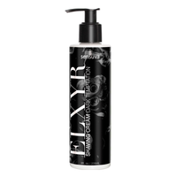 Sensuva Flexyr Shaving Cream Dark Temptation pump bottle in black and white, shown on a solid white background.