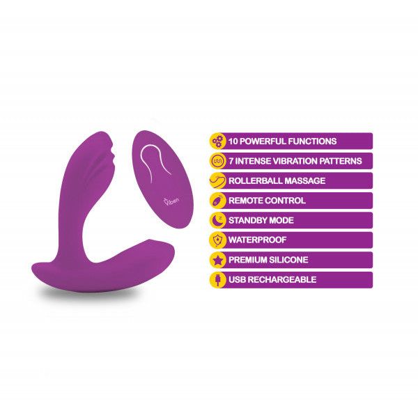 Purple rollerball vibrator information example photo.