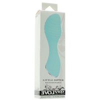 Turquoise little dipper vibrator inside packaging.