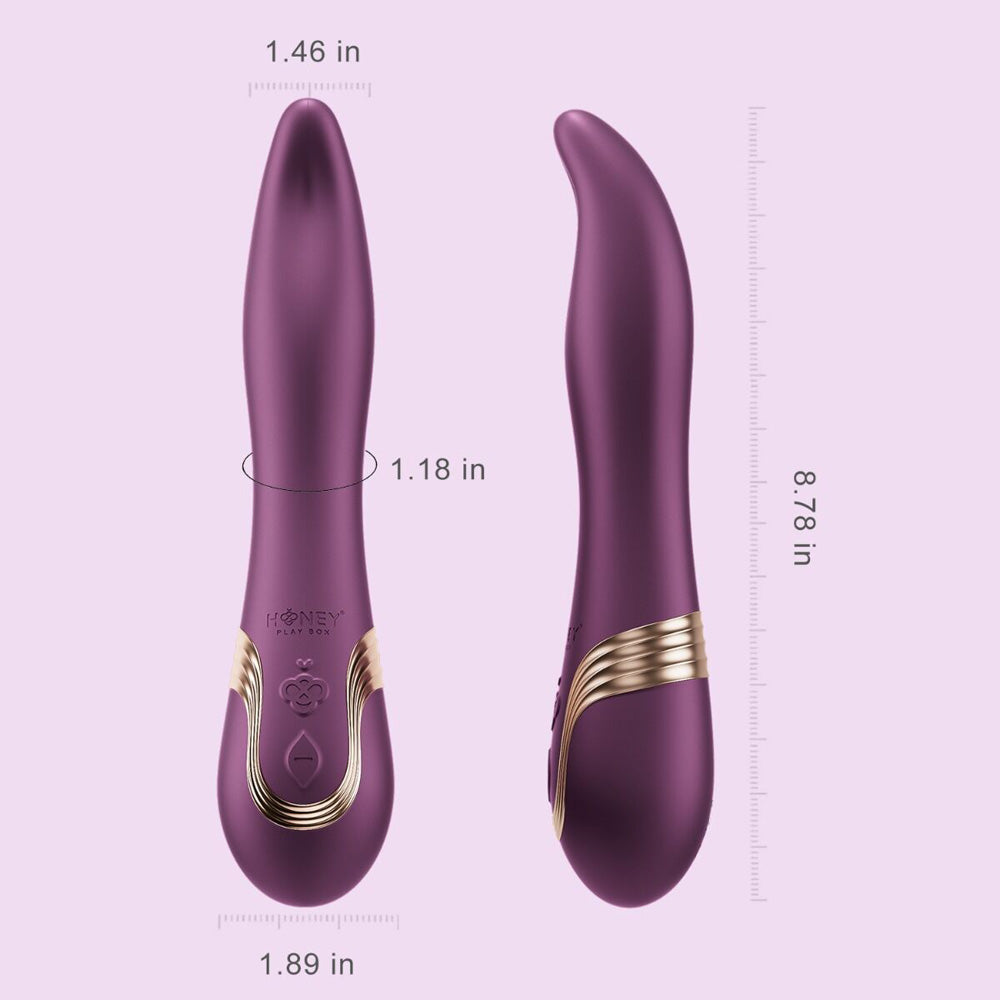 Purple oral licking vibrator measurement photo