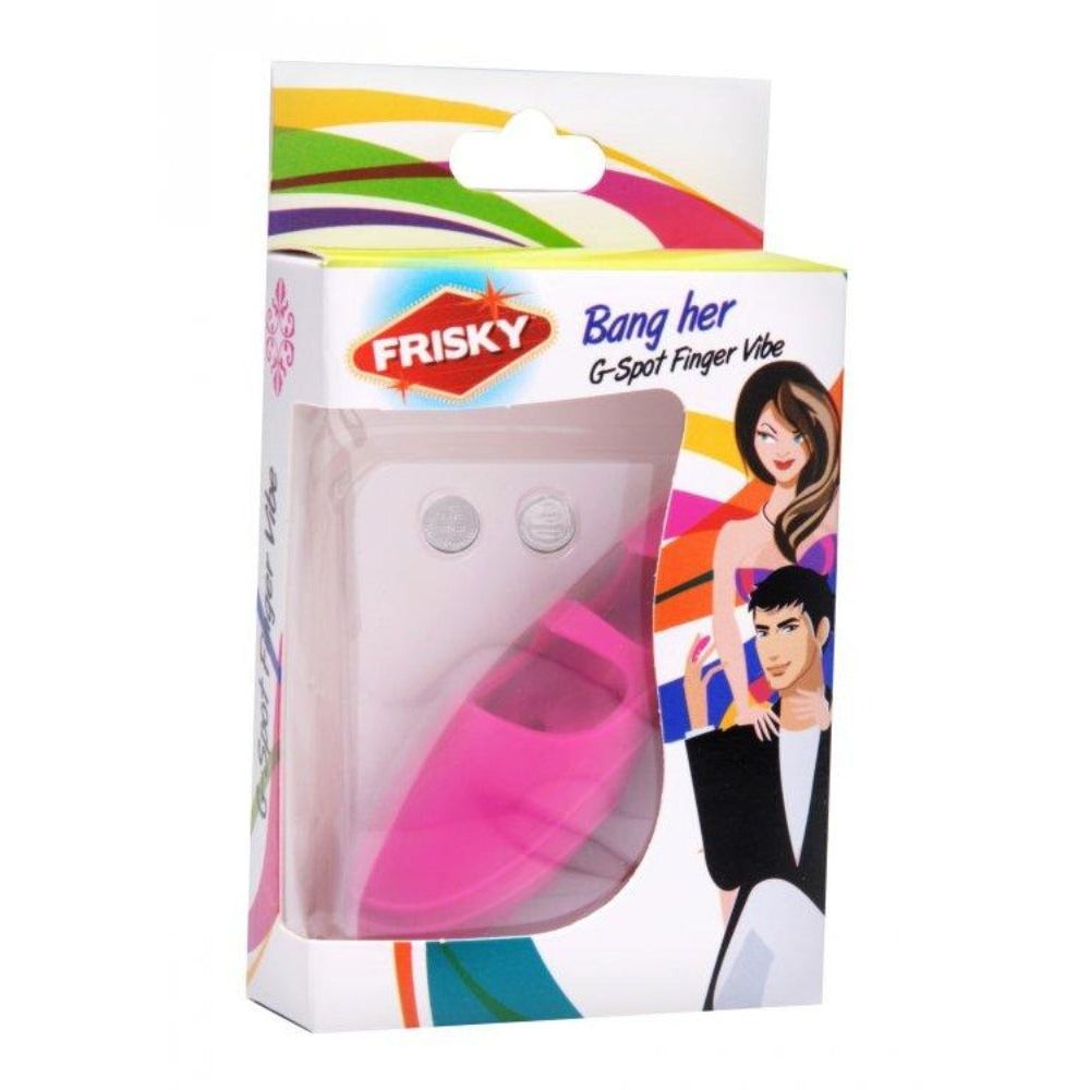 Pink bang her frisky G-spot vibrator inside packaging.