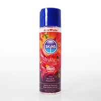 Juicy mango & passionfruit water based lubricant inside 130ml bottle with snap lid.