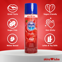 Skins fruity flavored water based lubricant information photo.