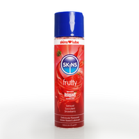 Sensual succulent strawberry water based lubricant featuring 130ml bottle with snap lid.